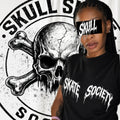 Skull skate society black t shirt female summer edition
