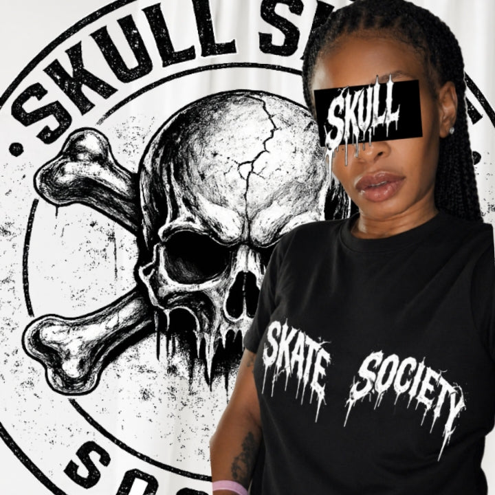 Skull skate society black t shirt female summer edition